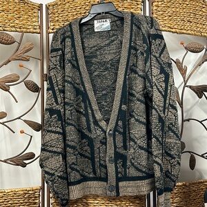 Vintage 80's Uniform Code Grandpa Button-Up Cardigan Sweater Name on Tag